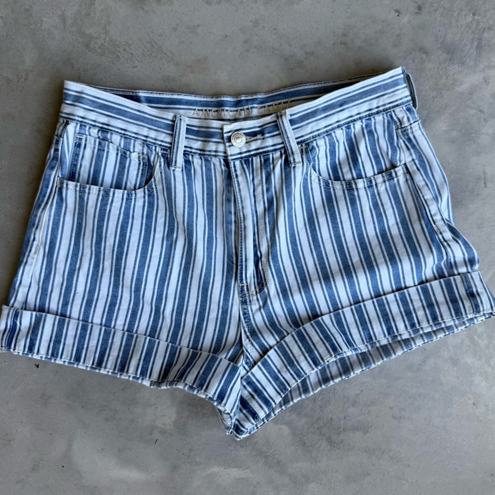 American Eagle Outfitters Blue and White Striped Shorts